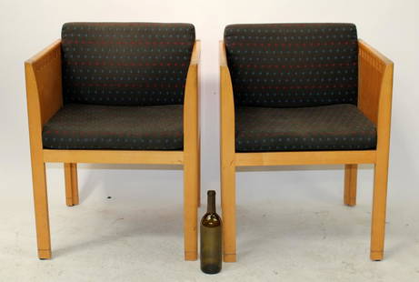 Pair of Mid century style armchairs: Pair of Mid century style armchairs made by Metropolitan Furniture Corp for SciTrek Museum in Atlanta, GA. Circa 1980's. 30"h x 22 1/2"h x 22 1/2"d