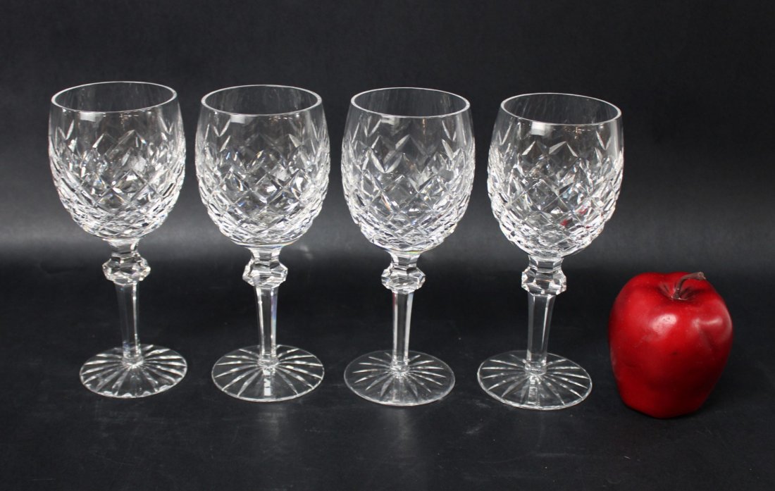 Set of 4 Waterford Crystal Powerscourt wine goblets: Set of 4 Waterford crystal Powerscourt wine goblets. 7 5/8"h x 3 1/4"dia