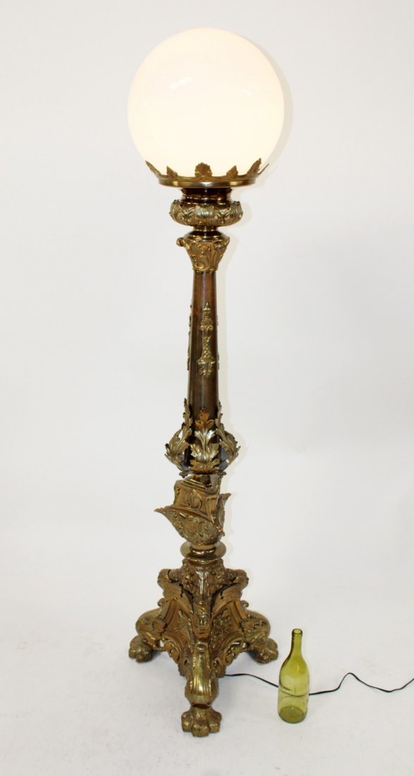 French brass torchiere floor lamp from a church (1 of 16)