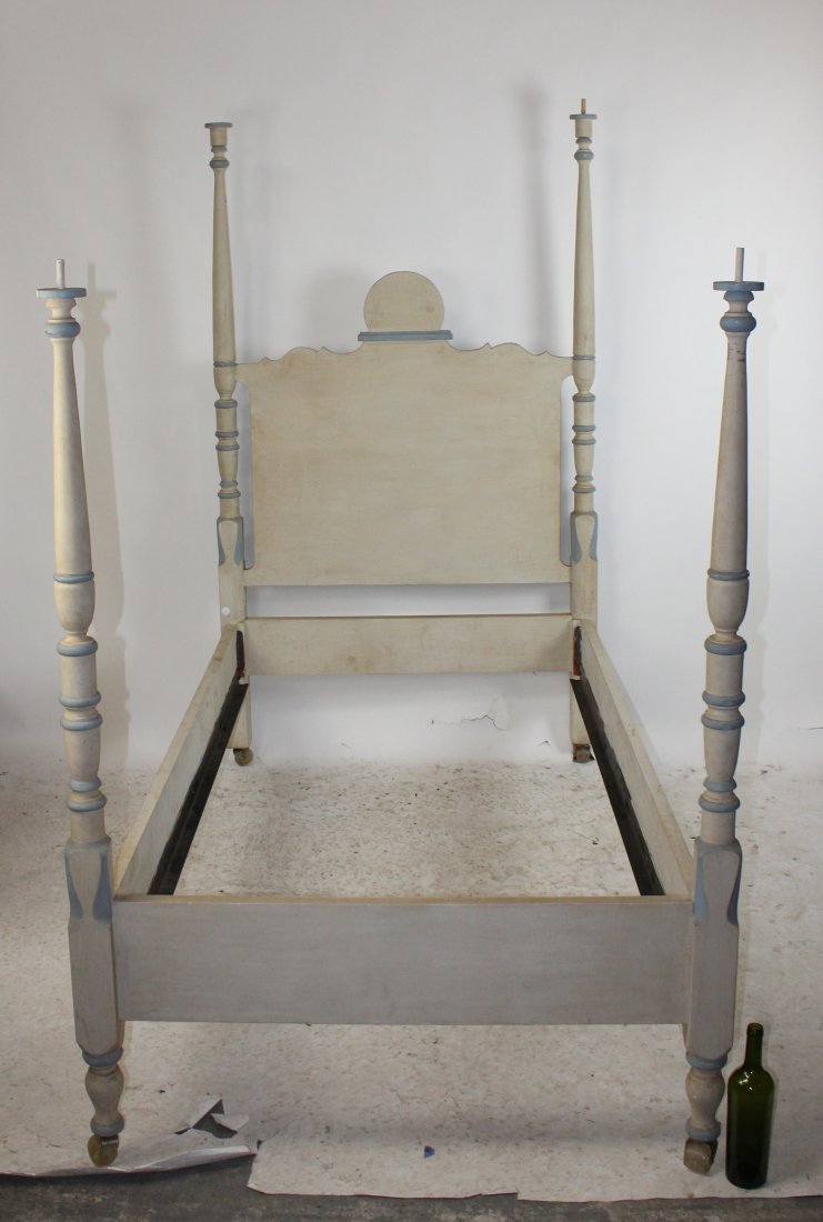 French 4-poster twin bed painted finish (1 of 8)