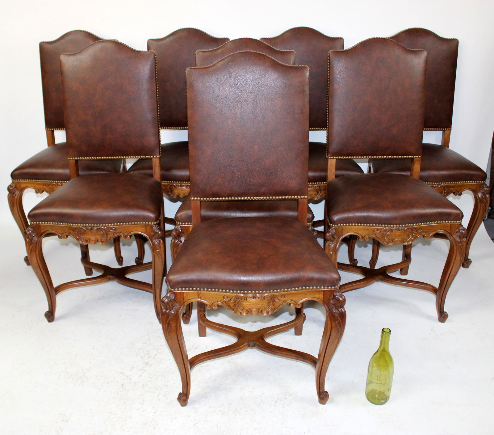 Set of 8 Louis XV style leather dining chairs (1 of 3)