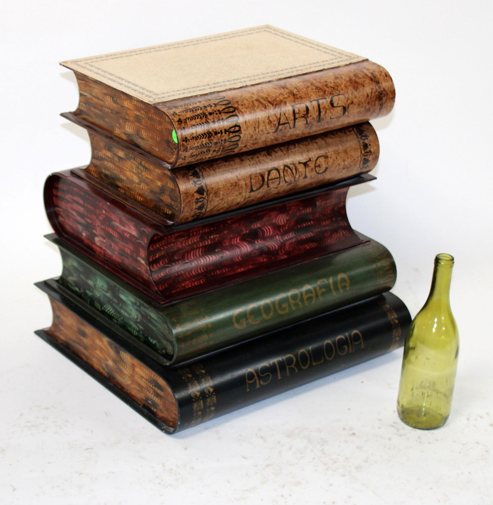 Italian Tole faux book stack side table (1 of 8)