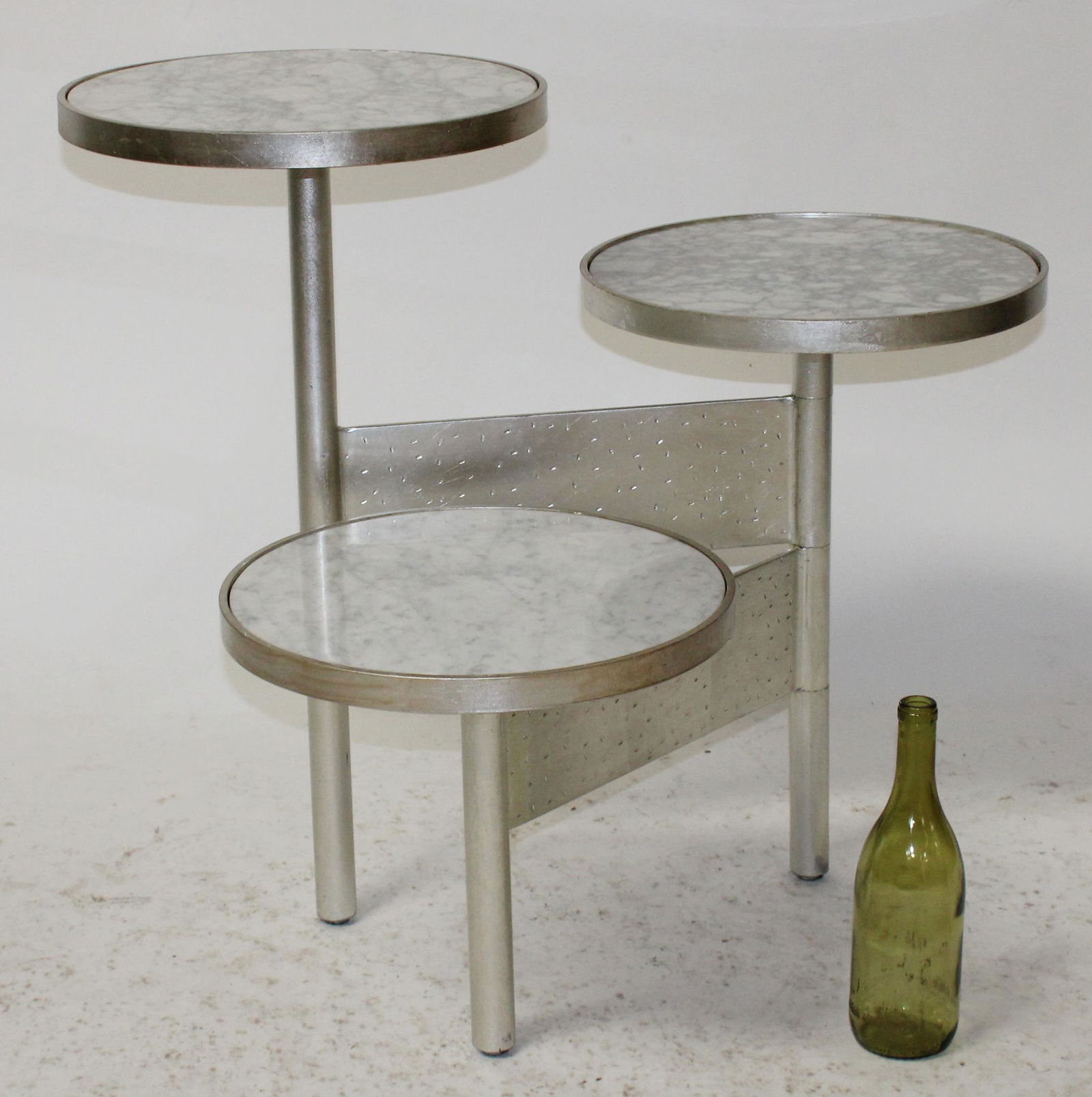 Three tier modern metal and marble table. (1 of 6)
