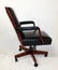 Black leather and mahogany swivel desk chair - 2