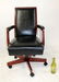 Black leather and mahogany swivel desk chair - 3
