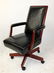 Black leather and mahogany swivel desk chair - 4