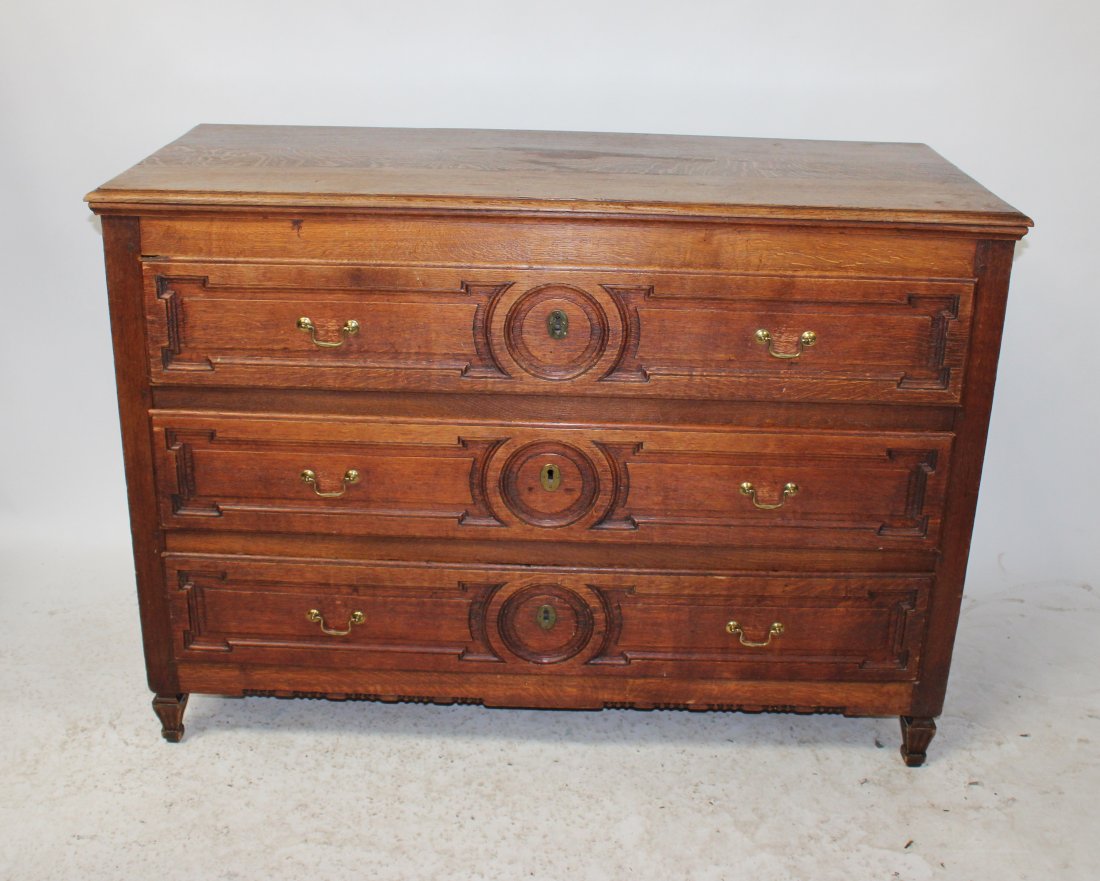 French Directoire 3-drawer commode in oak (1 of 7)