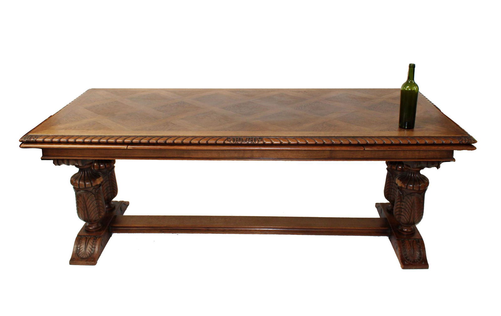 French barrel leg draw leaf parquet table (1 of 6)