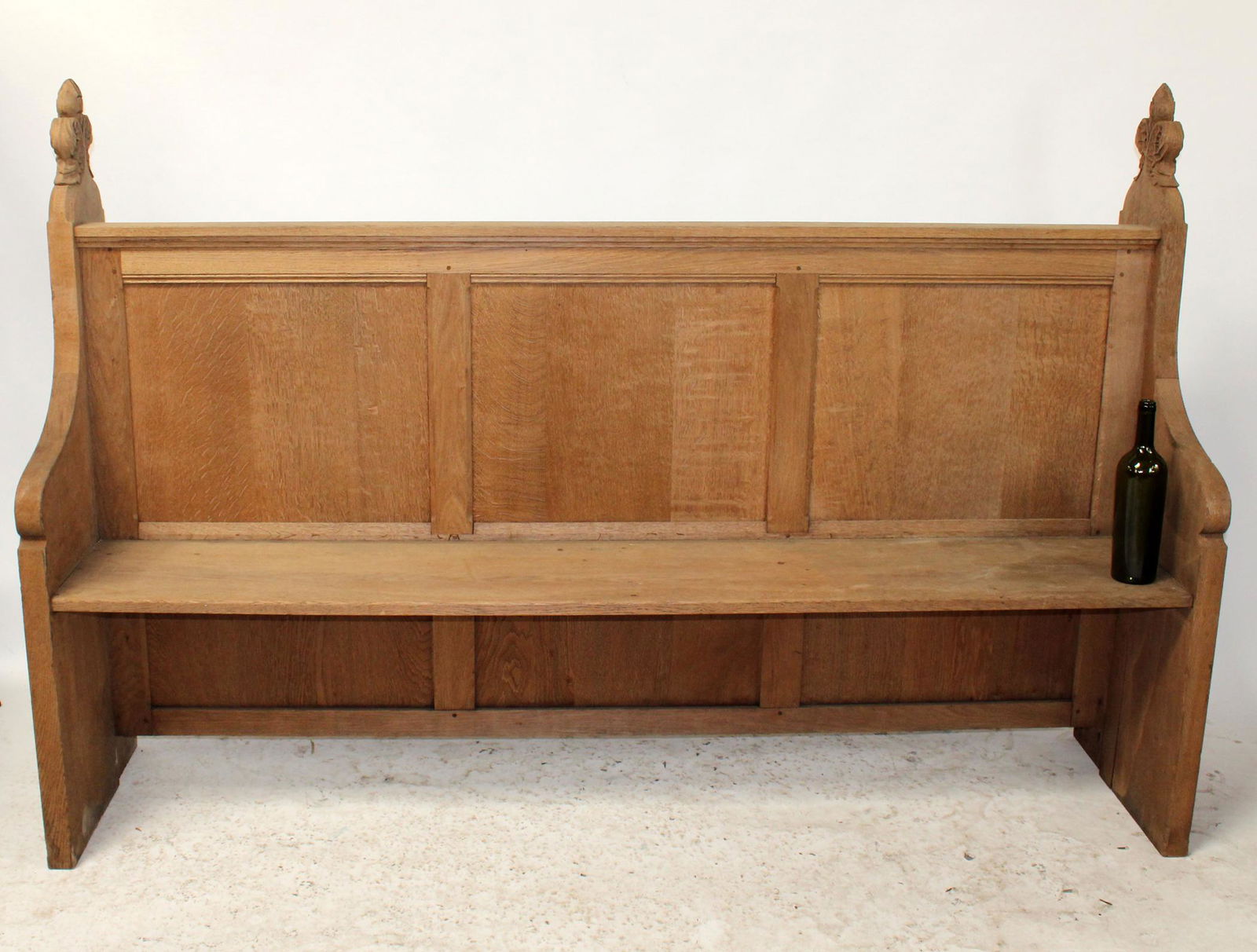 French church pew in oak with fleur de lys (1 of 7)