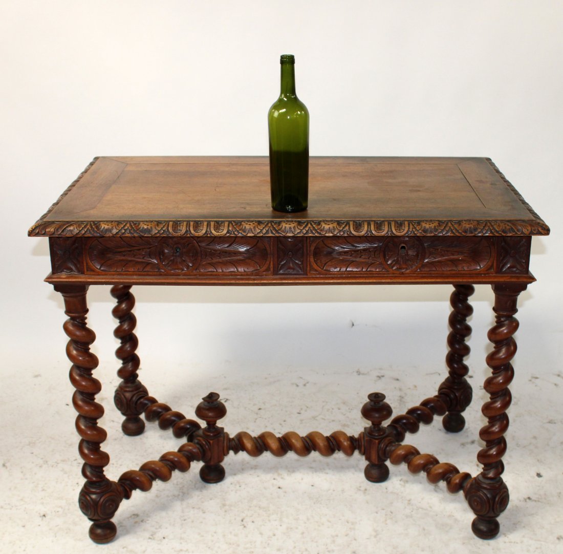 French bureauplat desk in walnut with barley twist (1 of 6)