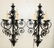 Pair of black wrought iron wall sconces - 2