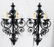 Pair of black wrought iron wall sconces - 3