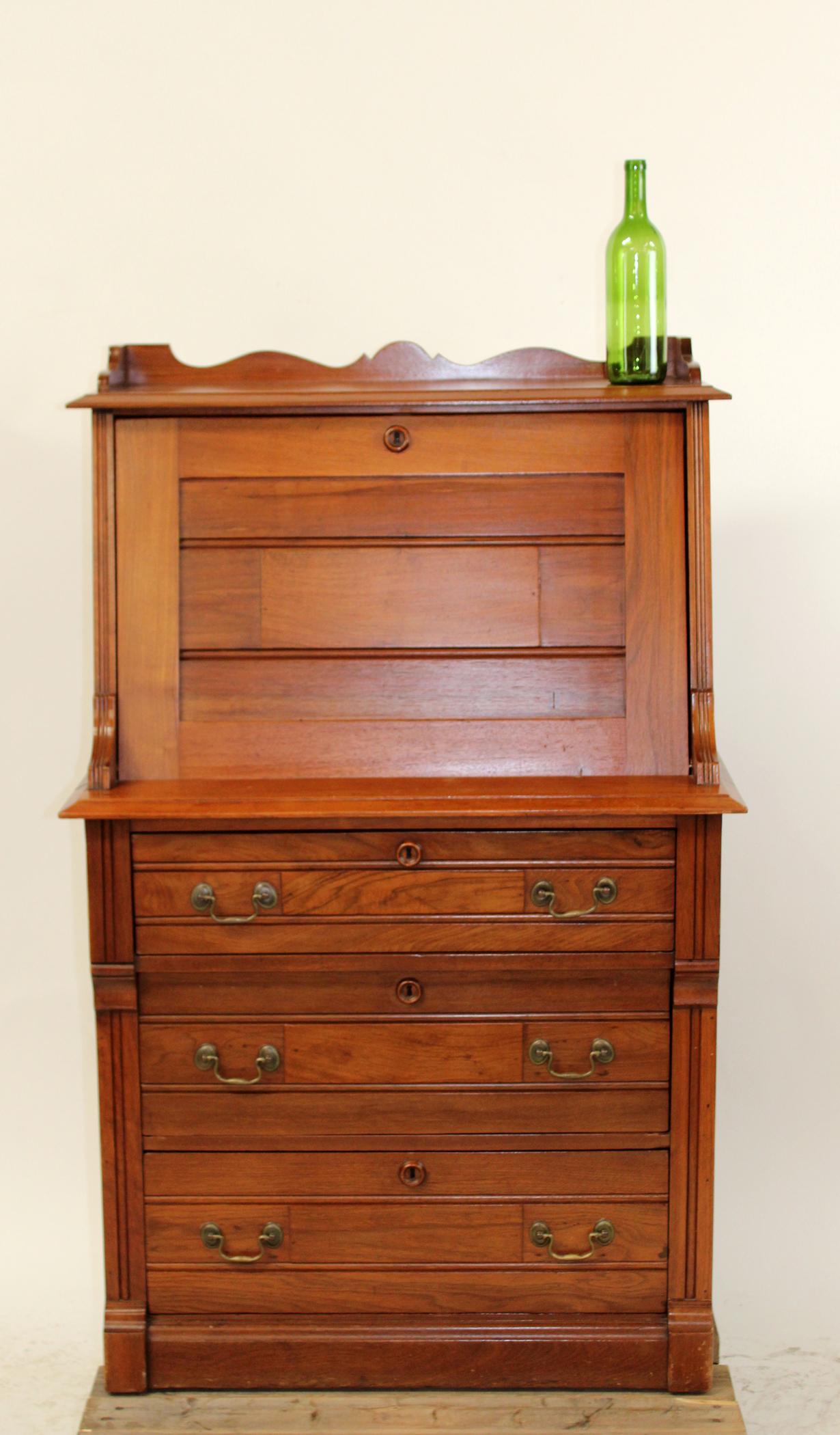 American Victorian fall front secretary in walnut (1 of 7)