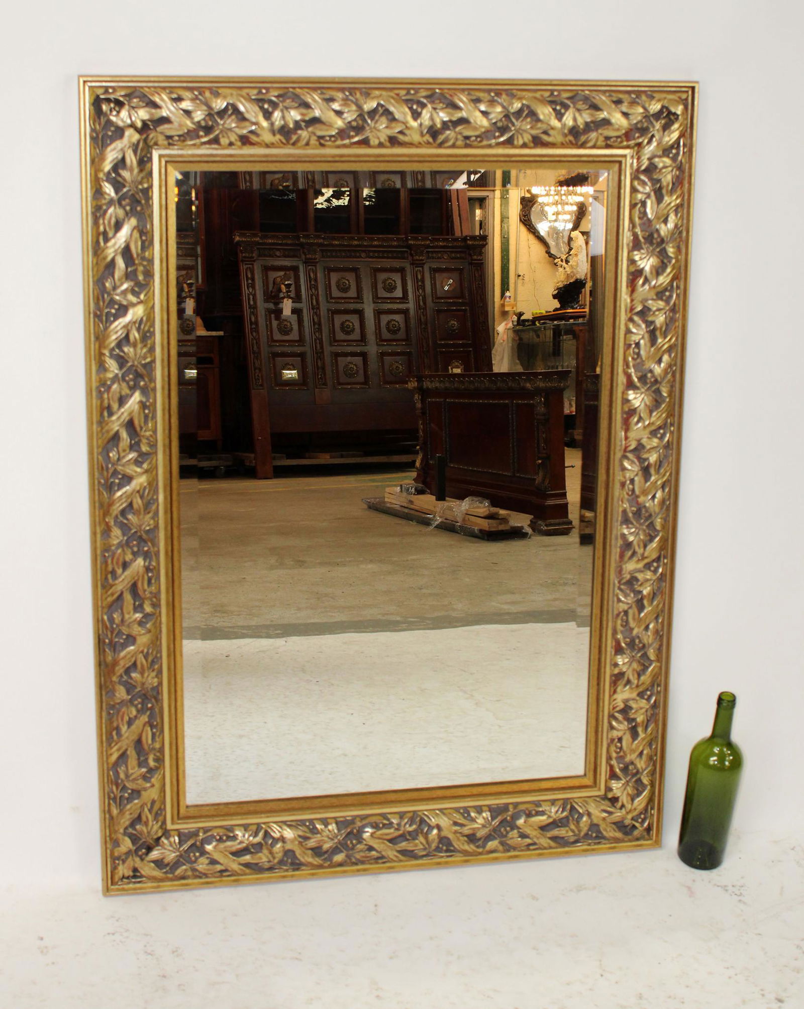 Gold framed beveled mirror (1 of 5)