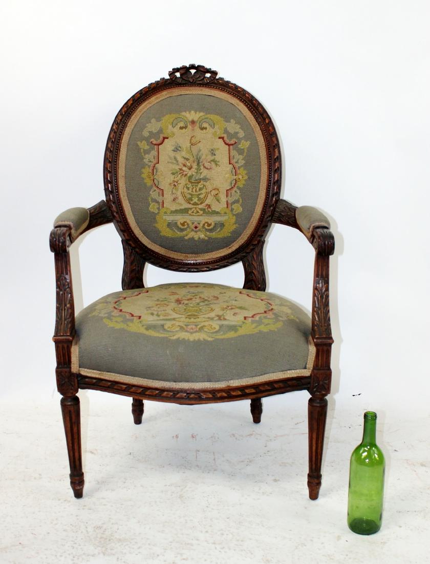 French Louis XVI style armchair with needlepoint (1 of 6)