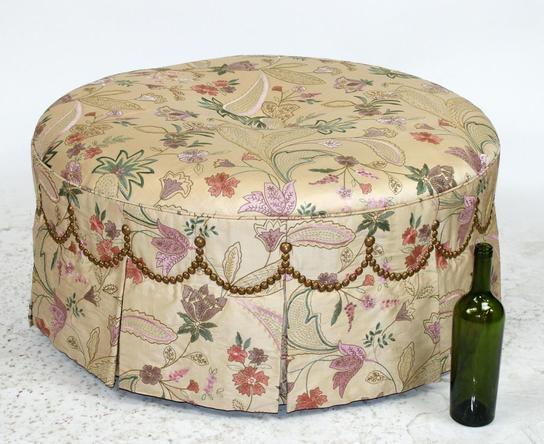 Gary Riggs silk upholstered ottoman poof (1 of 8)