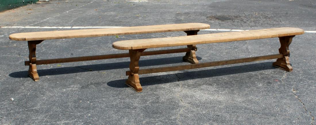 Pair French oak farmhouse benches (1 of 7)