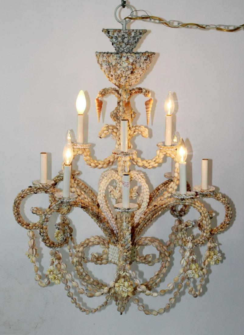 Grotto style shell encrusted 12 light chandelier (1 of 4)