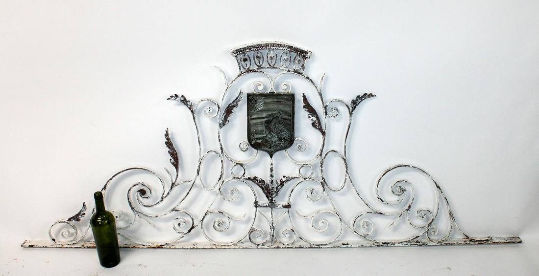 Antique French wrought iron panel with crest (1 of 9)