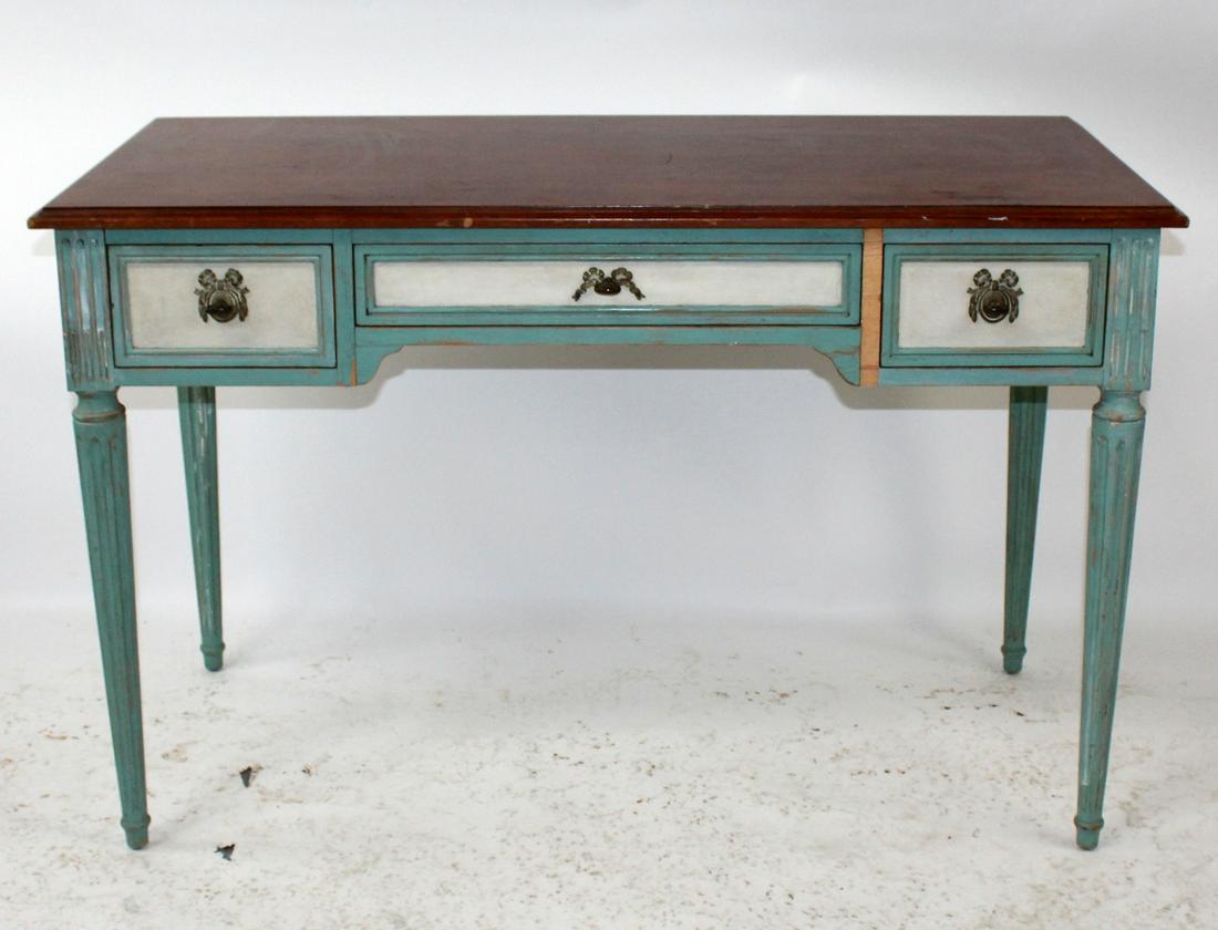 Henredon Louis XVI style painted desk: Henredon Louis XVI style painted desk on fluted legs. Mid 20th century. 29 1/2"h x 43 1/2"w x 22"d