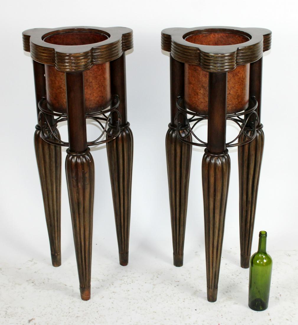 Pair cache pot plant stands on legs (1 of 7)