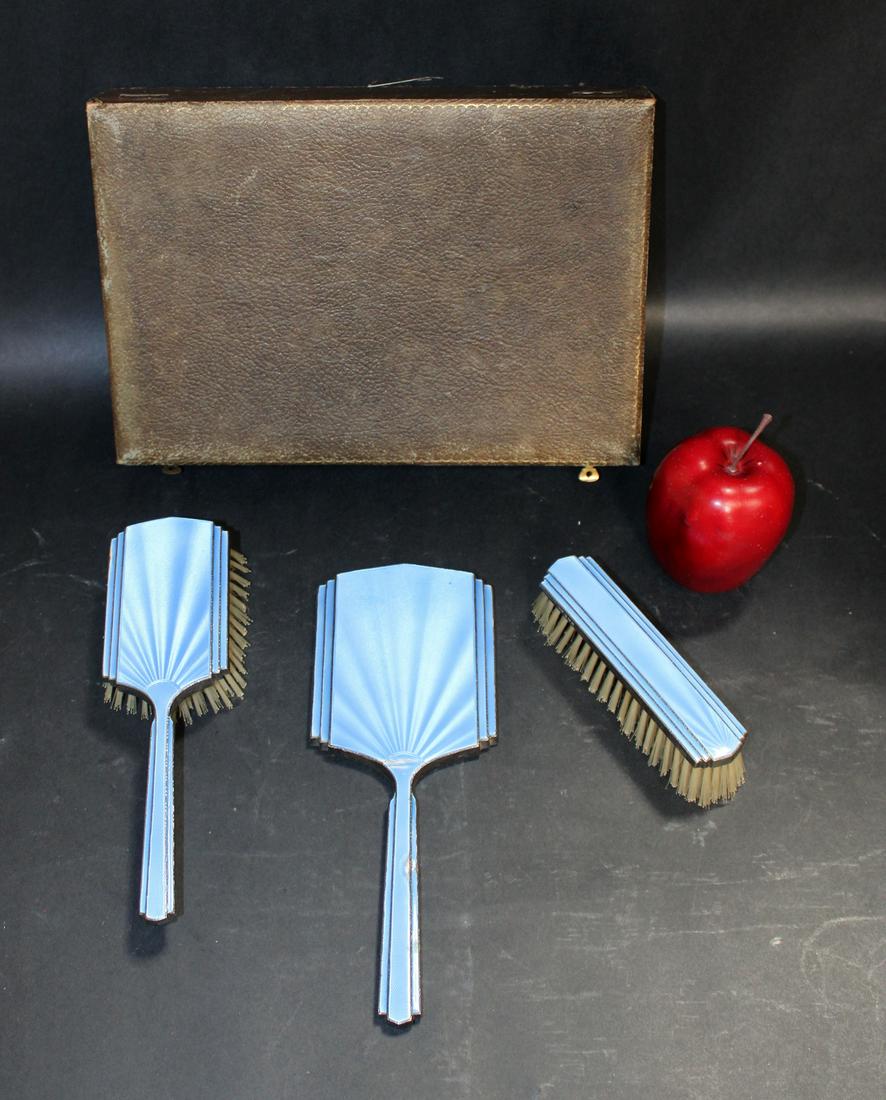 English sterling and enamel dresser set (1 of 5)