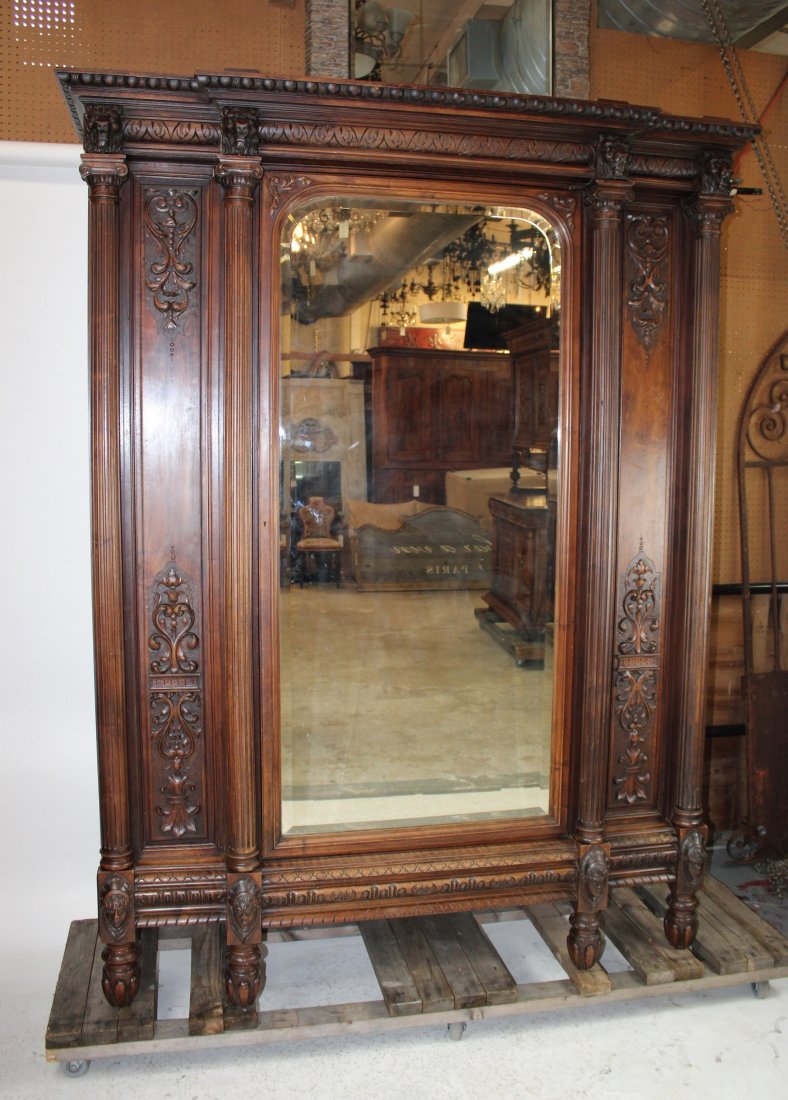 French walnut armoire with lion head (1 of 7)