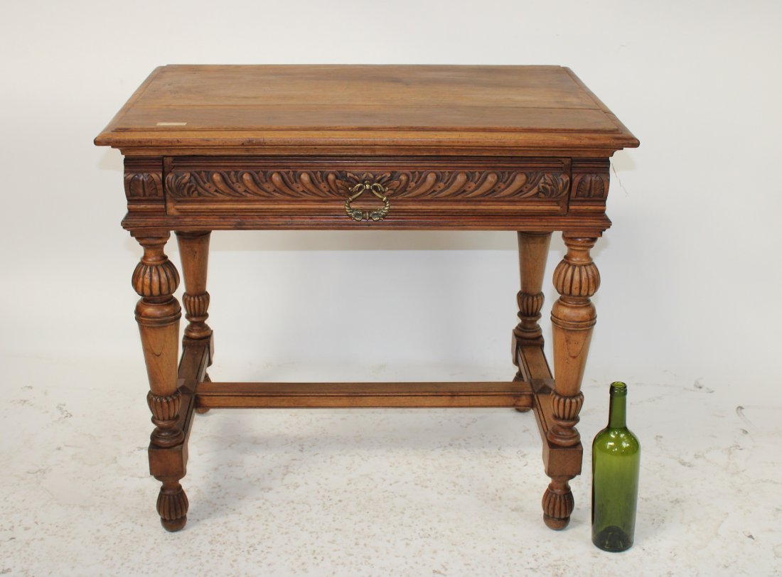 French walnut bureauplat desk with drawer (1 of 11)