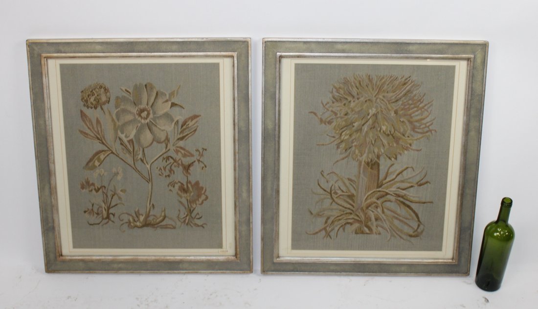 Pair of Framed floral tapestry panels (1 of 10)