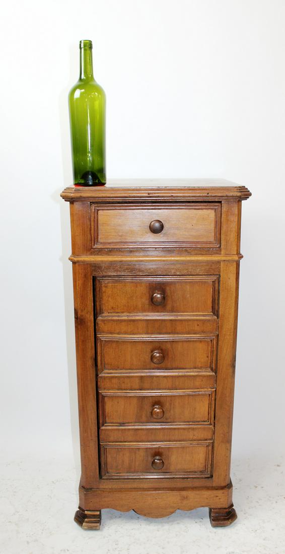French Louis Philippe nightstand: French Louis Philippe nightstand with faux drawers. 19th century. 33"h x 16"w x 14"d