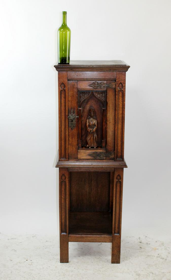 Gothic Revival oak reliquary cabinet (1 of 6)