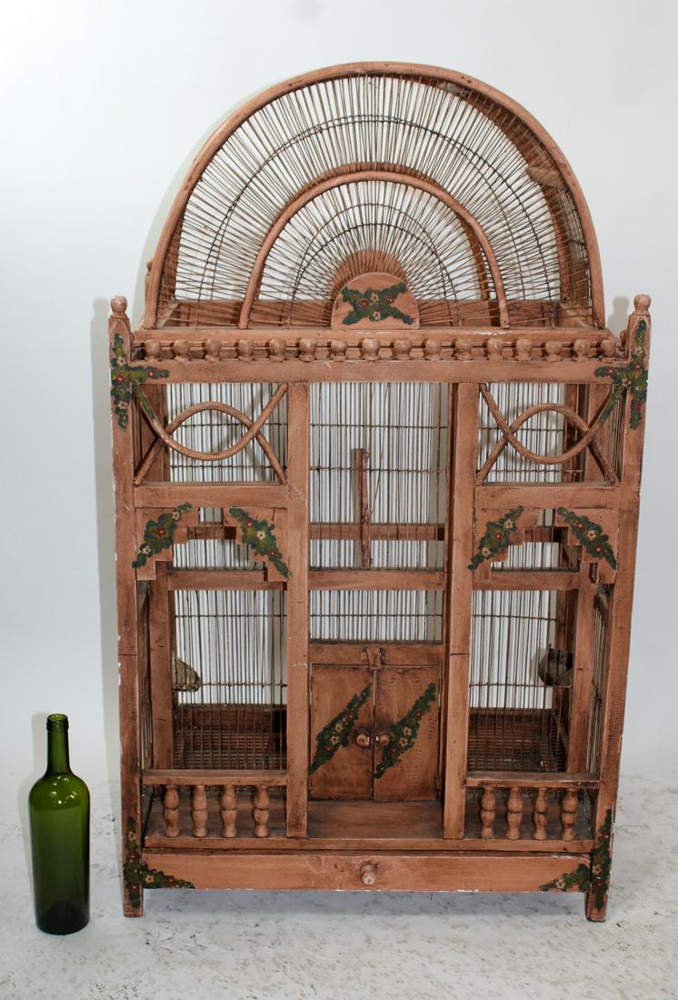 Folk Art painted wooden birdcage (1 of 7)