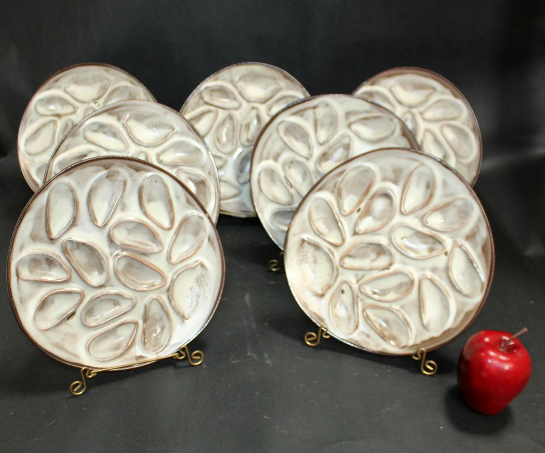 Set of 7 French ceramic oyster plates (1 of 9)