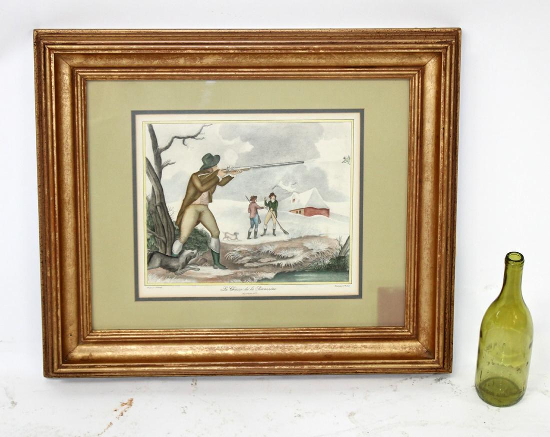 French hunt scene lithograph (1 of 6)
