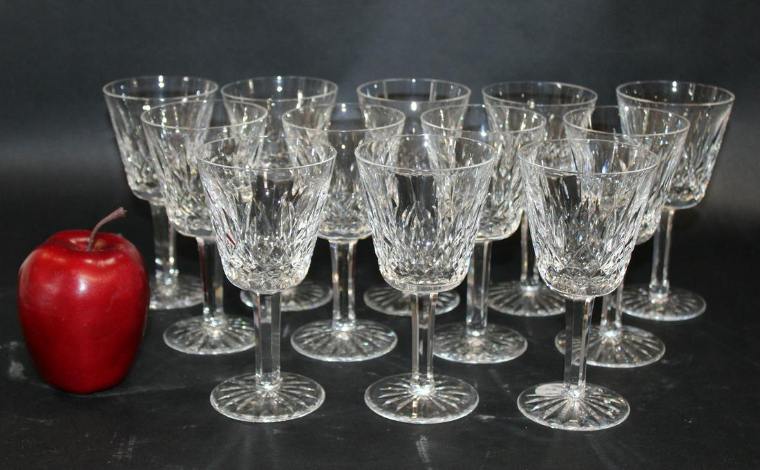 12 Waterford crystal wine glasses: 12 Waterford crystal wine glasses. Lismore pattern. Claret wine glass. 5 7/8"h x 3" dia