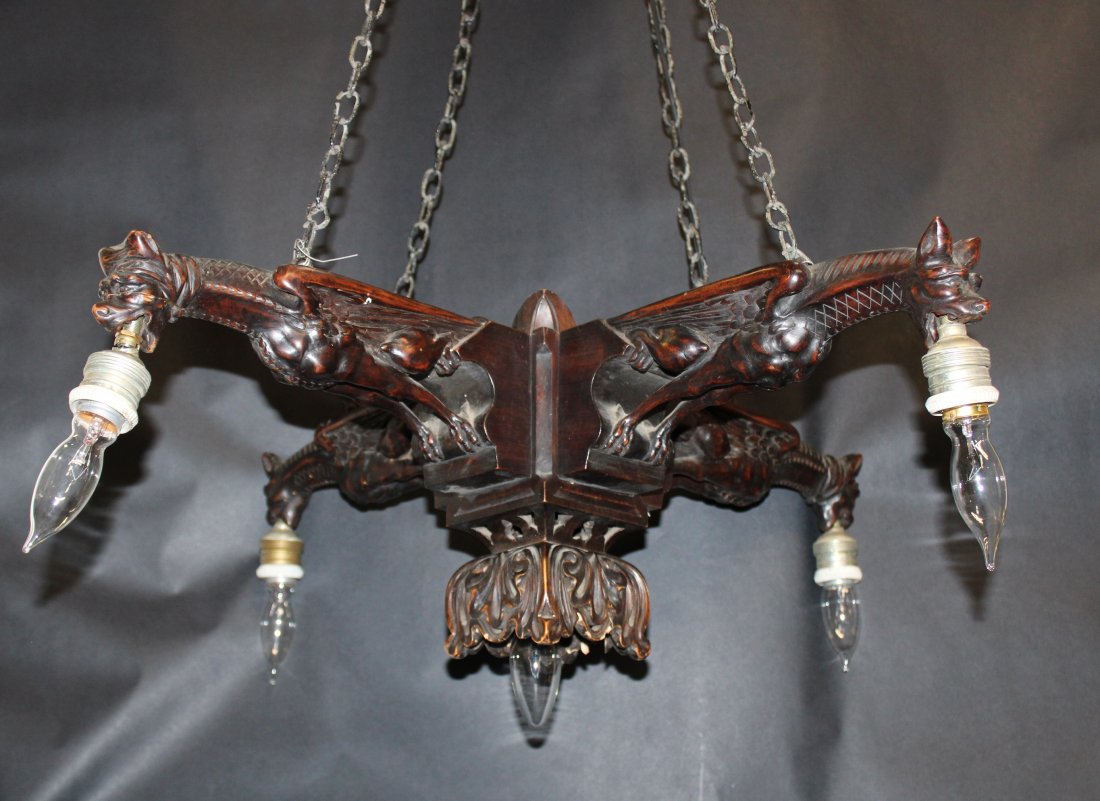 French Gothic Revival gargoyle chandelier (1 of 11)