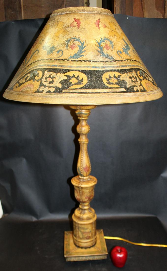 Painted leather wrapped lamp & shade (1 of 6)