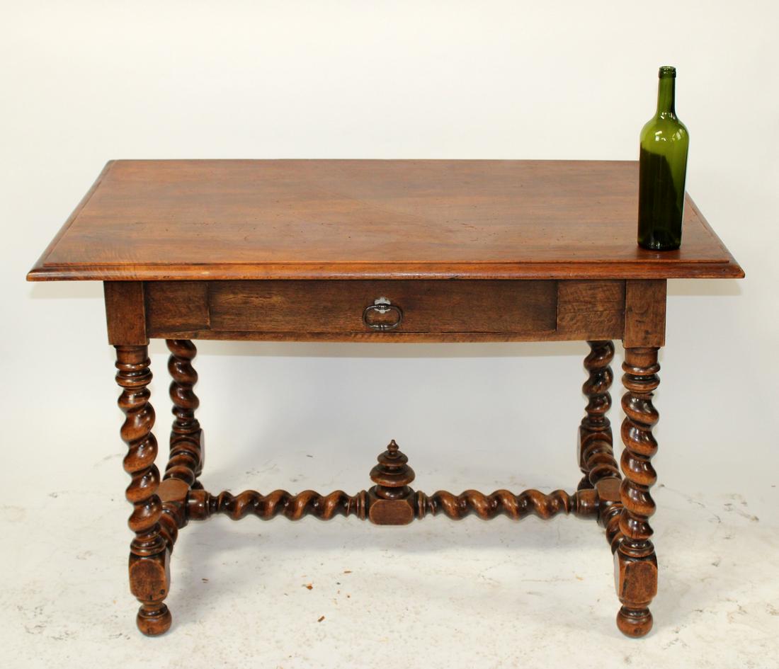 French bureauplat desk in walnut with barley twist (1 of 6)
