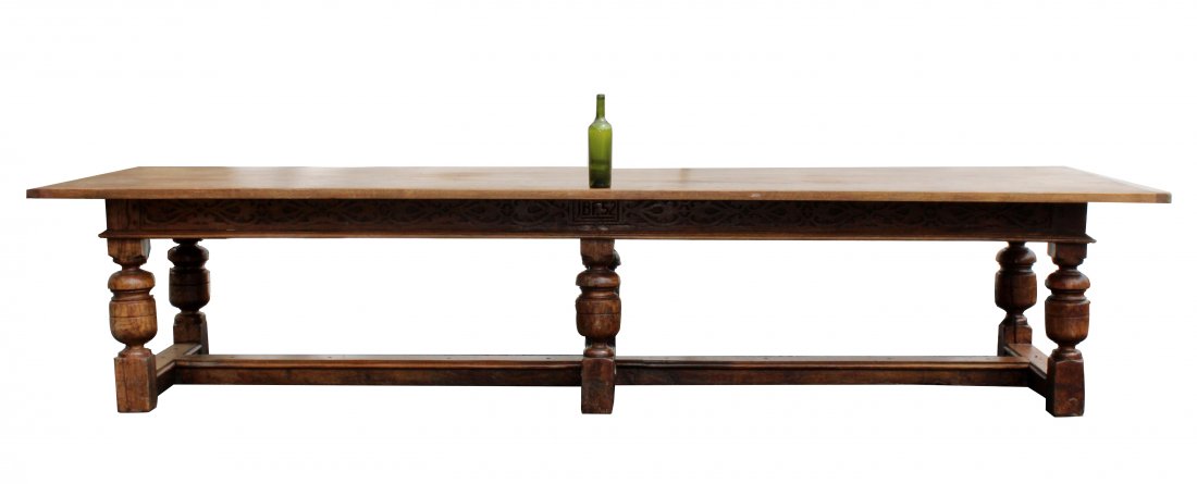 French 12ft monastery table on barrel legs (1 of 12)