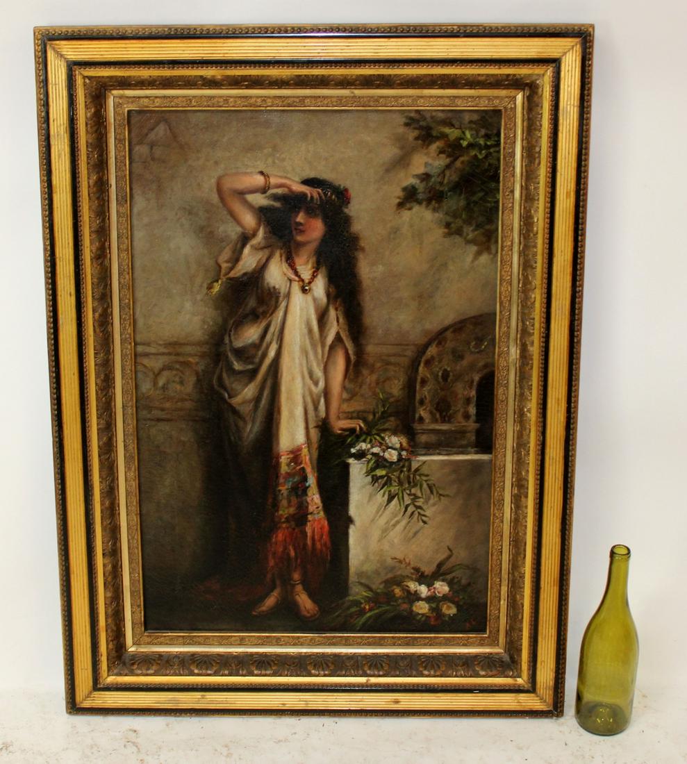 Orientalist oil on canvas of gypsy. Signed  l/e AE (1 of 9)