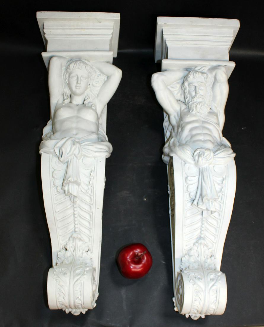 Pair of cast plaster Atlas & Caryatid corbels (1 of 7)