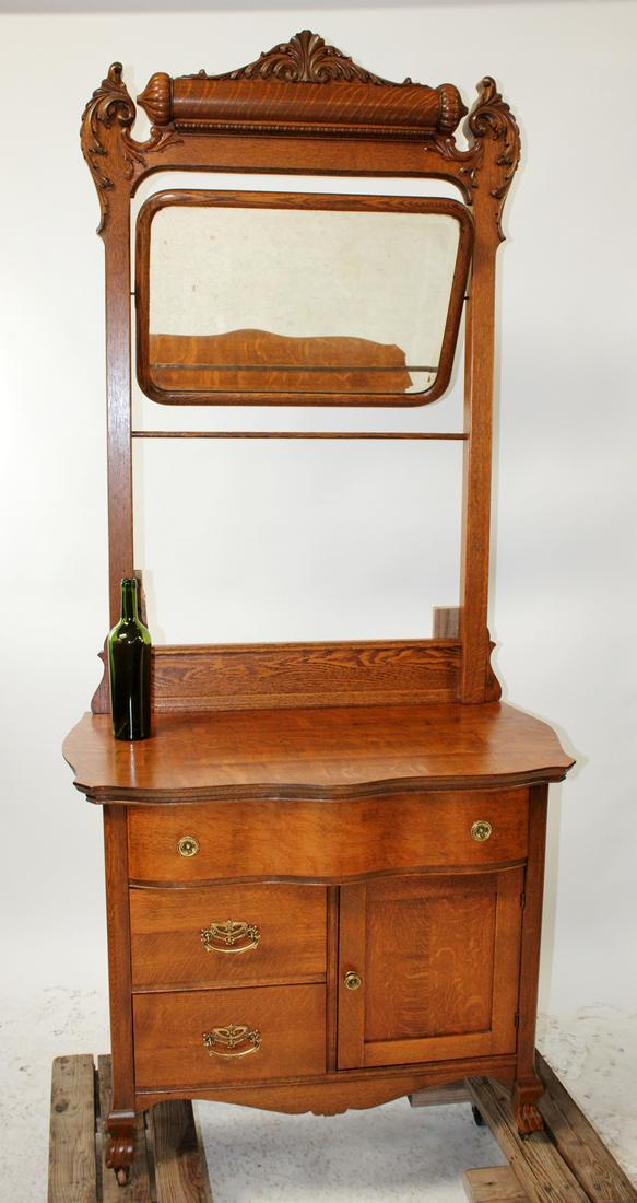 American Victorian carved oak washstand (1 of 10)