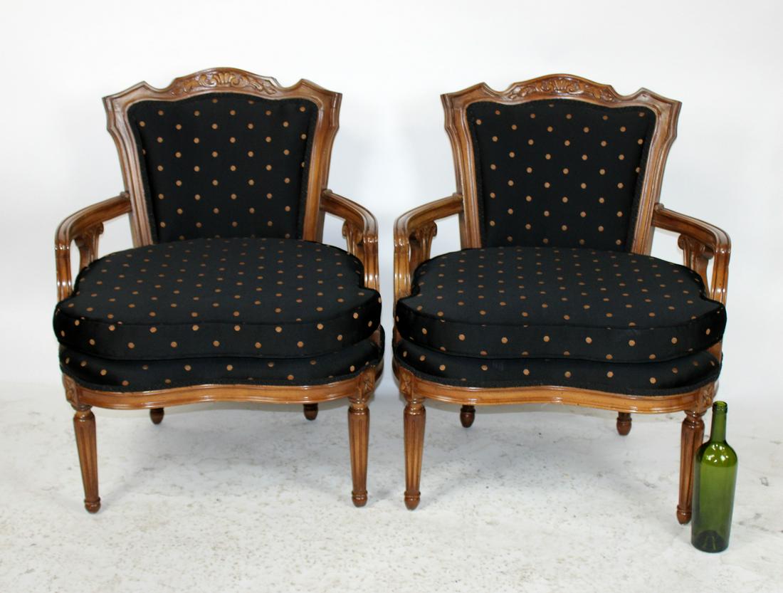 Pair of carved armchairs on fluted legs (1 of 7)