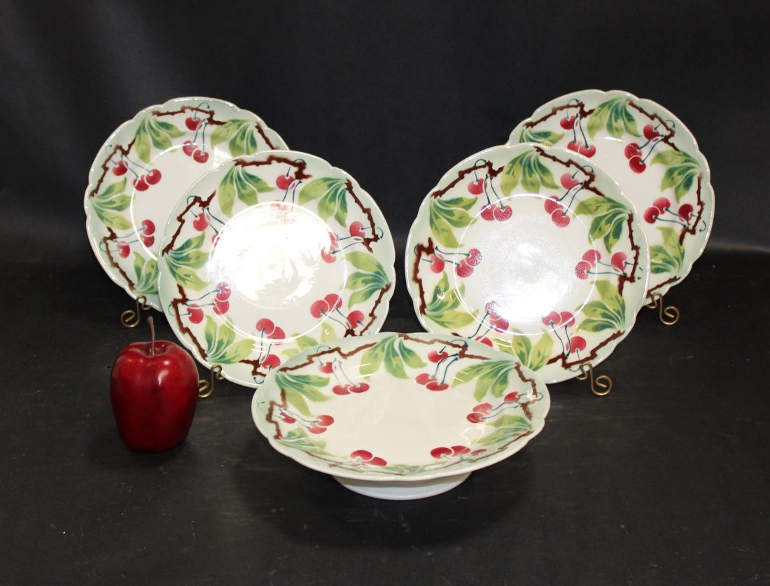 Lot of French Luneville cherry plates & bowl (1 of 6)