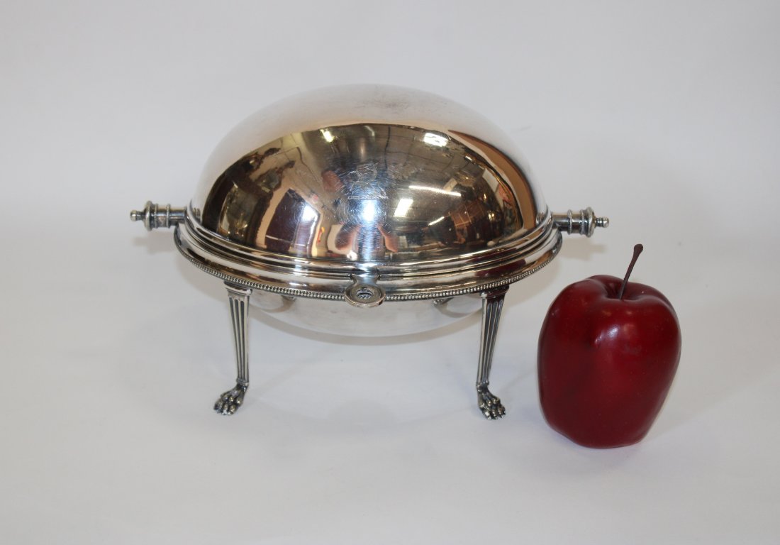 Silverplate lidded butter dish on paw feet (1 of 10)