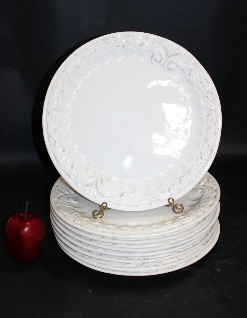 Set of 8 American Atelier ironstone plates: Set of 8 American Atelier ironstone plates. 13 1/4\" dia