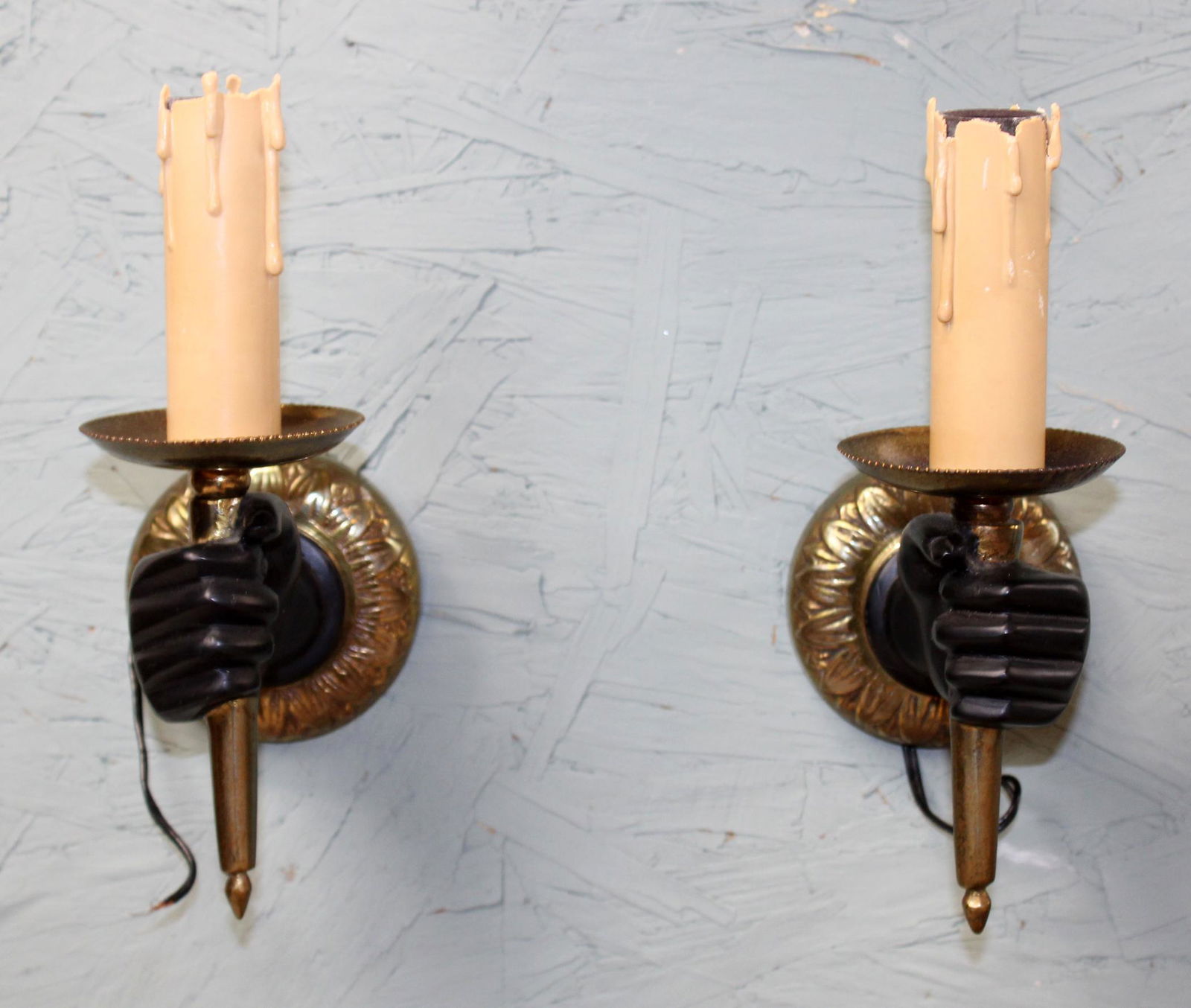 Pair French Andre Arbus style bronze hand sconces (1 of 8)