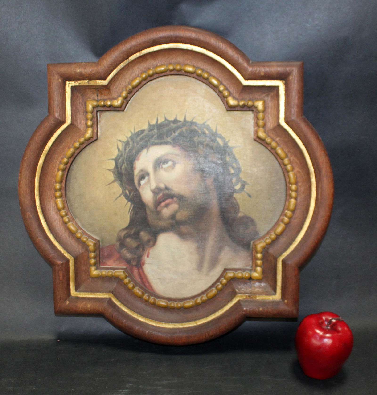 Antique Continental oil on canvas painting of Jesus (1 of 6)