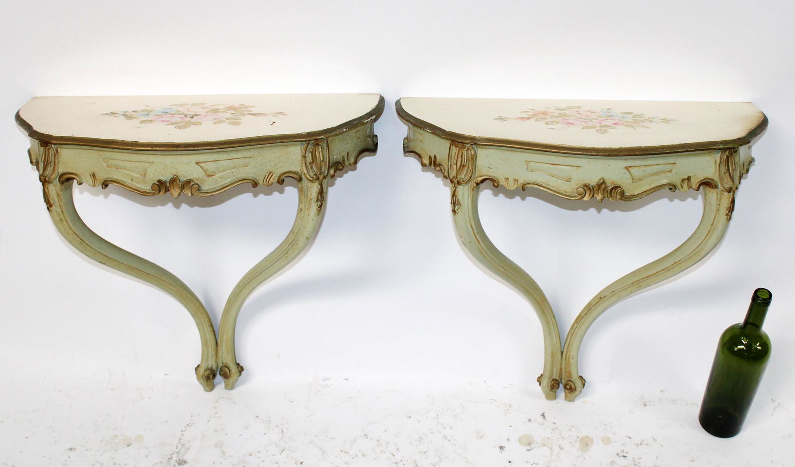 Pair of French Louis XV style wall consoles (1 of 6)