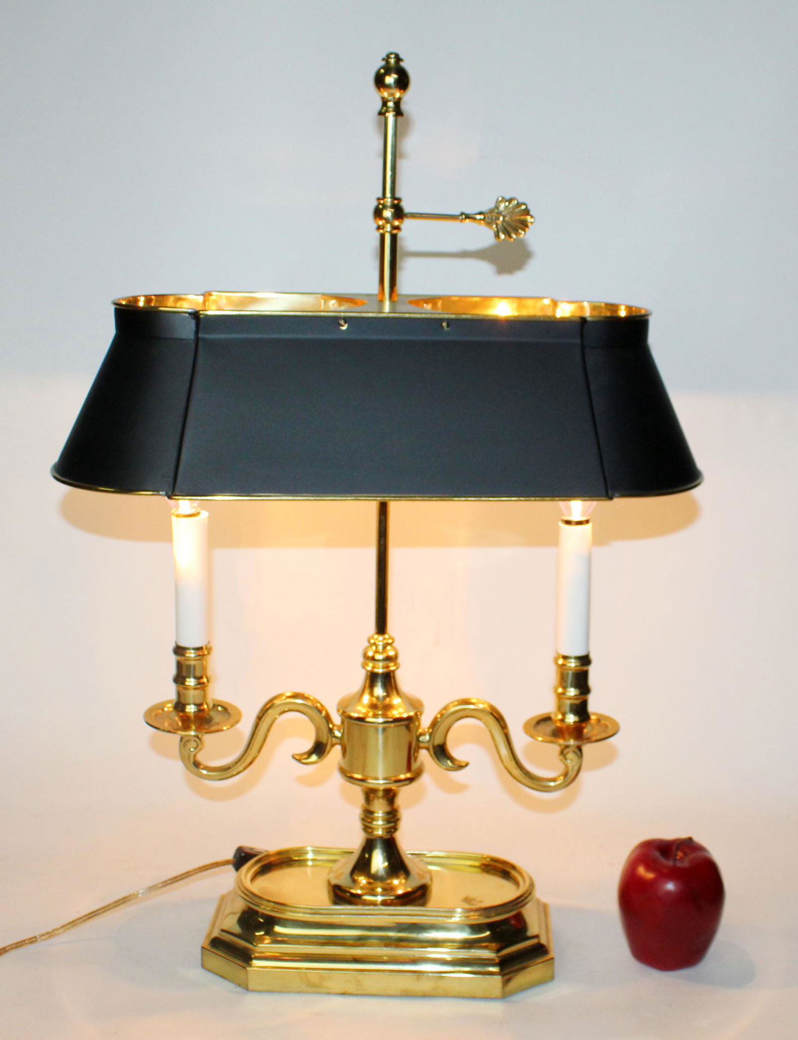 Brass bouillotte style lamp with tole shade (1 of 9)